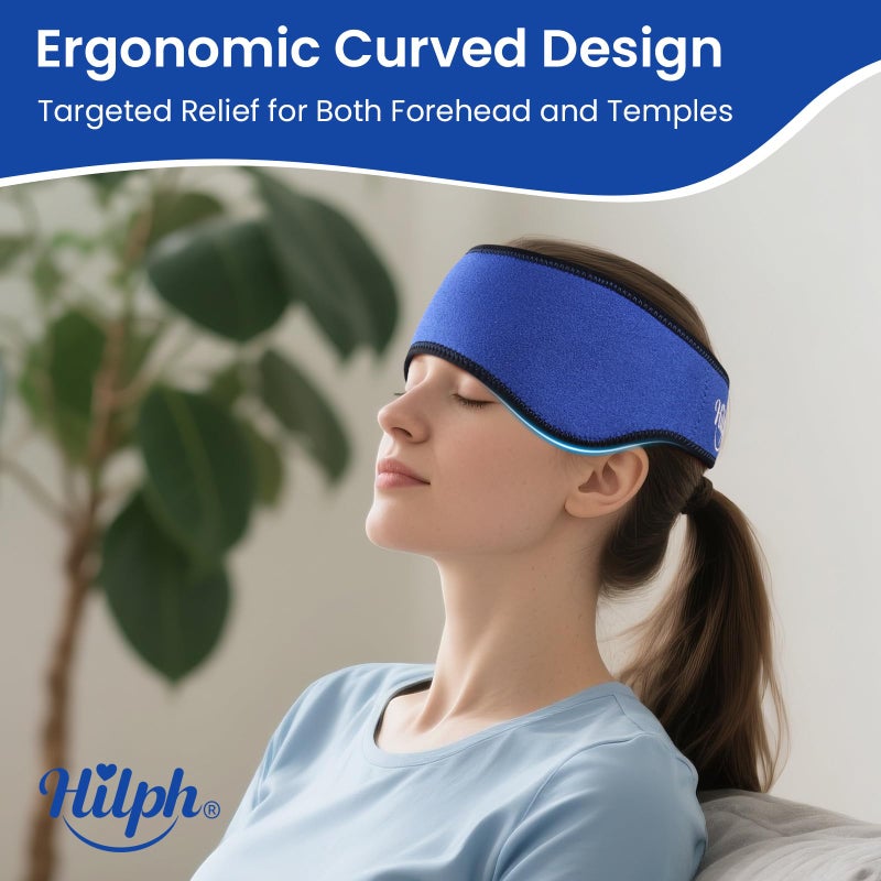 Hilph Headache Ice Pack Migraine Ice Head Wrap, Reusable Head Cold Pack Forehead Ice Pack for Migraine Relief, Headache Tension, Sinus Pain, Chemo, Stress Relief (Blue) - Image 2