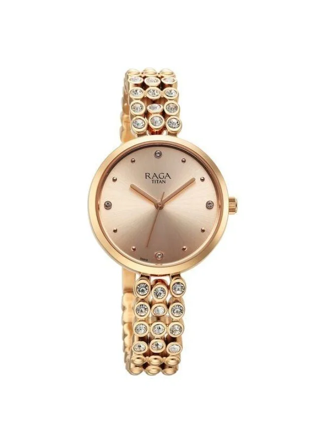 TITAN Raga Showstopper Quartz Analog Rose Gold Dial Rose Gold Metal Strap Watch for Women - 95262WM01