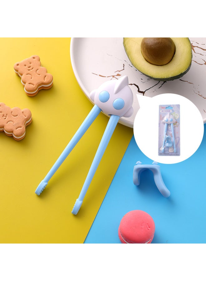 Genuine Ultraman Children's Chopsticks Silicone Tiger Mouth Training Learning Chopsticks Cartoon Practice Chopsticks Stainless Steel Tableware-Specifications:Children's Tableware-Color:Blue Practice Chopsticks - Image 1