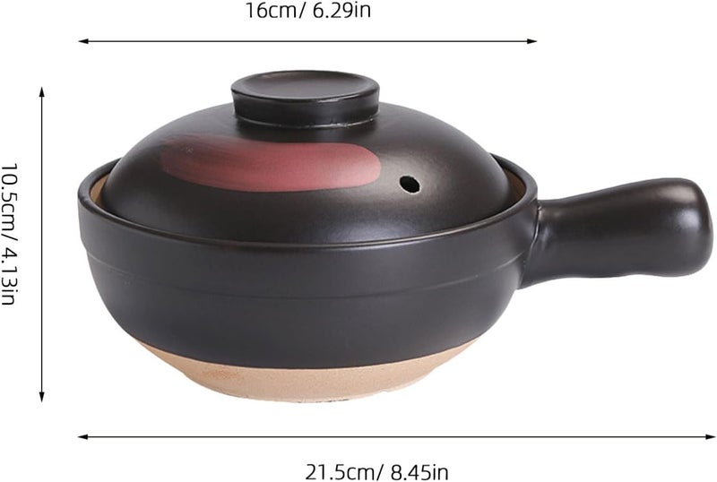 Economical upgraded quality Pottery Clay Casserole Pot with Handle Non Stick Soup Cooking Pot Easy to Clean High Temperature Resistant for Stews and Rice Convenient Kitchenware for Everyday Use Cost effective global grade quality - Image 2