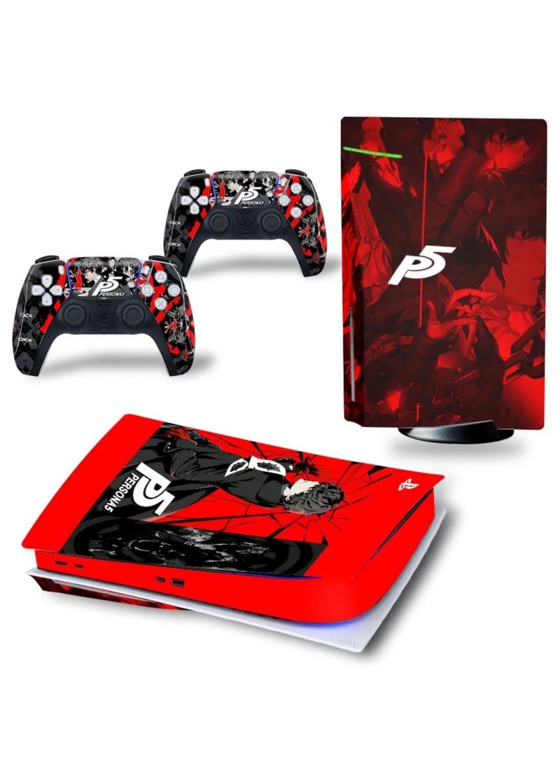 ملصق مجموعة أغلفة وحدة التحكم  PS5، ملصق لاصق ملتف للجلد إصدار القرص PS5