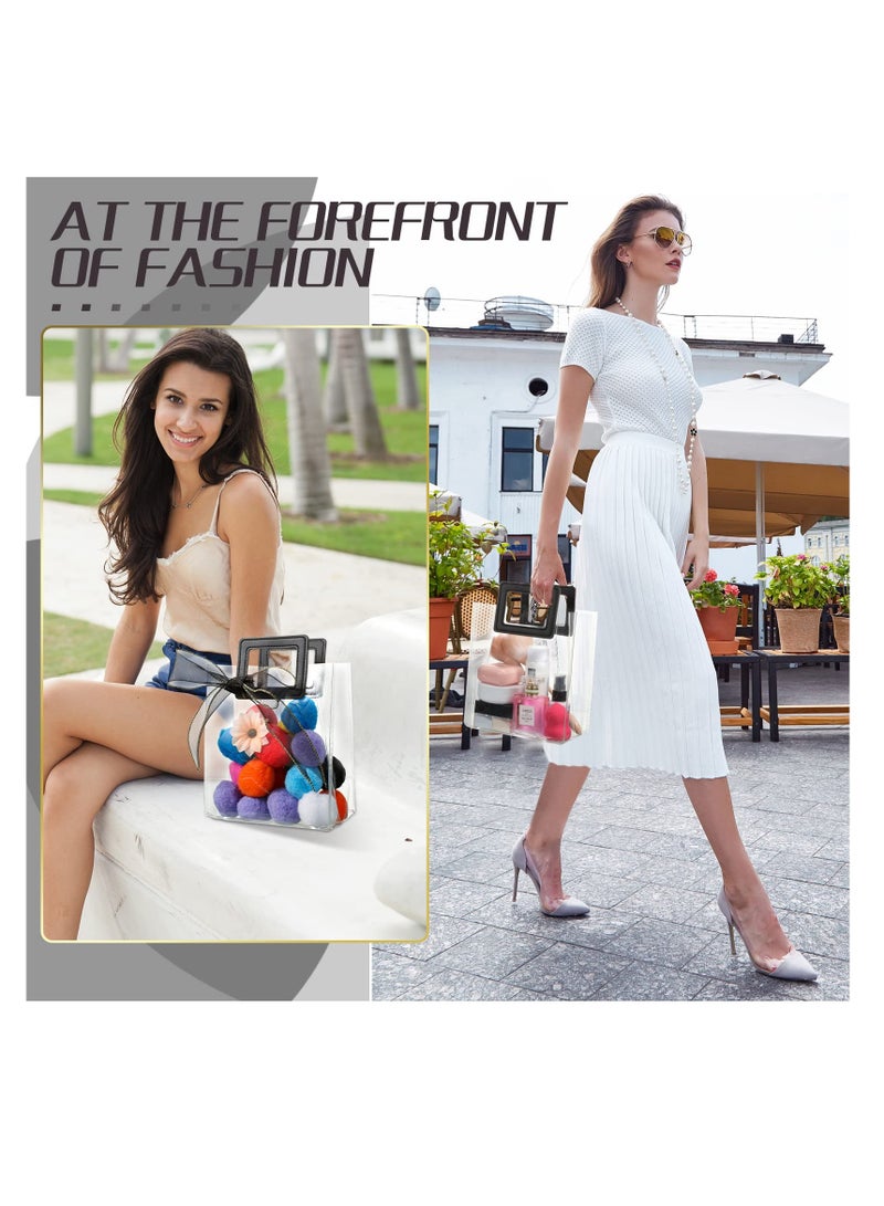 SOLARAE Clear Gift Bags with Handles - Reusable Heavy Duty PVC Gift Wrap Bags with Bow Ribbon for Bridal Party, Baby Shower, Wedding, Birthday, and Goody Bags - 10 Pack (7 x 4 x 8 Inch) - Image 4