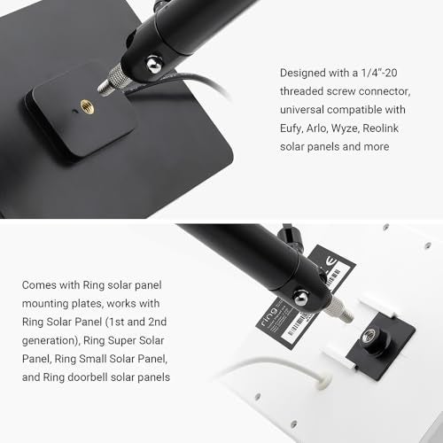 Holicfun Universal Solar Panel Pole Mount for Ring, Eufy, Arlo, Wyze, Reolink Solar Panels and More, No Drilling Required, Extended Mounting Arm, Multi-Angle Adjustable (White) - Image 3