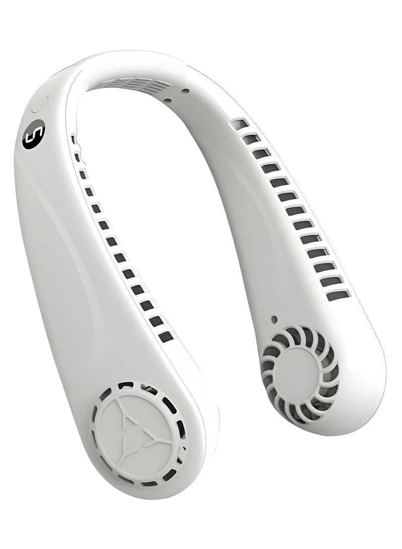 دينكس مروحة رقبة يمكن ارتداؤها - 5 سرعات، شاشة LCD، بطارية 4000 مللي أمبير في الساعة، تبريد بدون شفرات بزاوية 360 درجة - مروحة شخصية بدون استخدام اليدين للسفر والعمل والاستخدام الخارجي - أبيض - Image 5