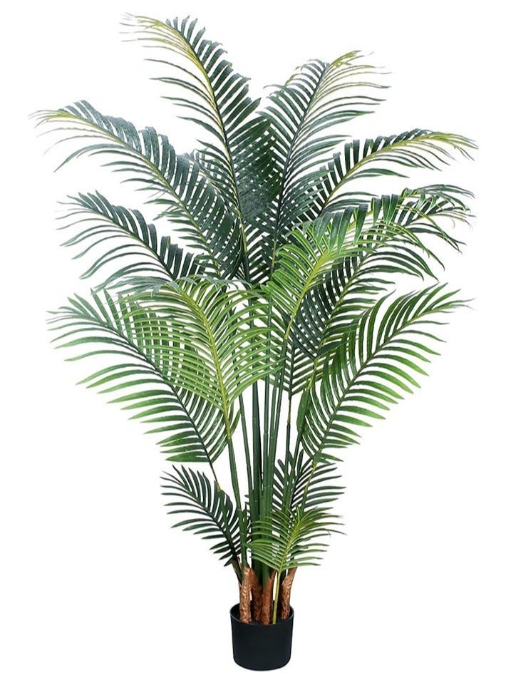 ديدا كوسموس نبات نخيل استوائي صناعي - شجرة صناعية بطول 5 أقدام مع وعاء بلاستيكي للديكور المنزلي والمكتبي، نبات نخيل صناعي طويل للاستخدام الداخلي والخارجي، هدية نخيل صناعية من الحرير - Image 1