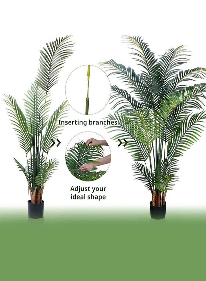 ديدا كوسموس نبات نخيل استوائي صناعي - شجرة صناعية بطول 5 أقدام مع وعاء بلاستيكي للديكور المنزلي والمكتبي، نبات نخيل صناعي طويل للاستخدام الداخلي والخارجي، هدية نخيل صناعية من الحرير - Image 3