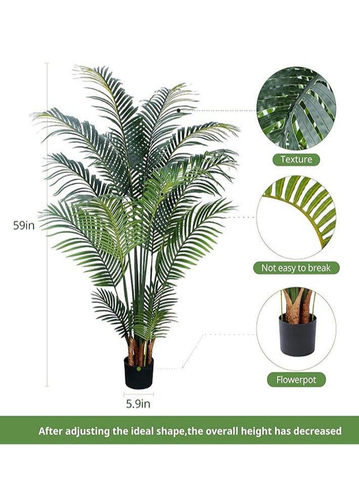 ديدا كوسموس نبات نخيل استوائي صناعي - شجرة صناعية بطول 5 أقدام مع وعاء بلاستيكي للديكور المنزلي والمكتبي، نبات نخيل صناعي طويل للاستخدام الداخلي والخارجي، هدية نخيل صناعية من الحرير - Image 4