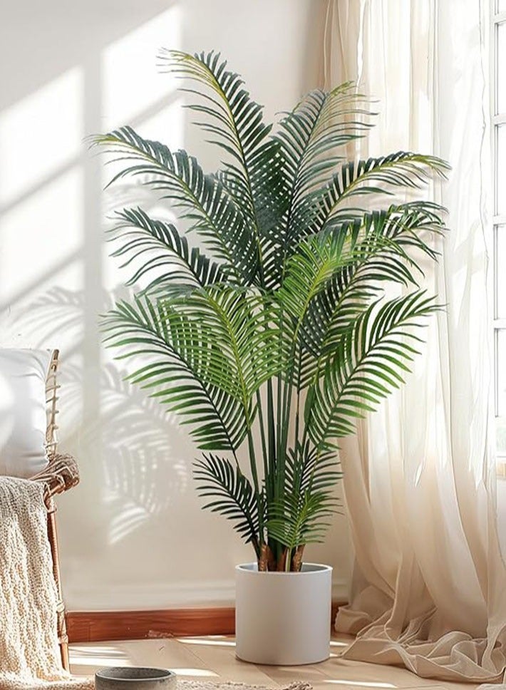 ديدا كوسموس نبات نخيل استوائي صناعي - شجرة صناعية بطول 5 أقدام مع وعاء بلاستيكي للديكور المنزلي والمكتبي، نبات نخيل صناعي طويل للاستخدام الداخلي والخارجي، هدية نخيل صناعية من الحرير - Image 5