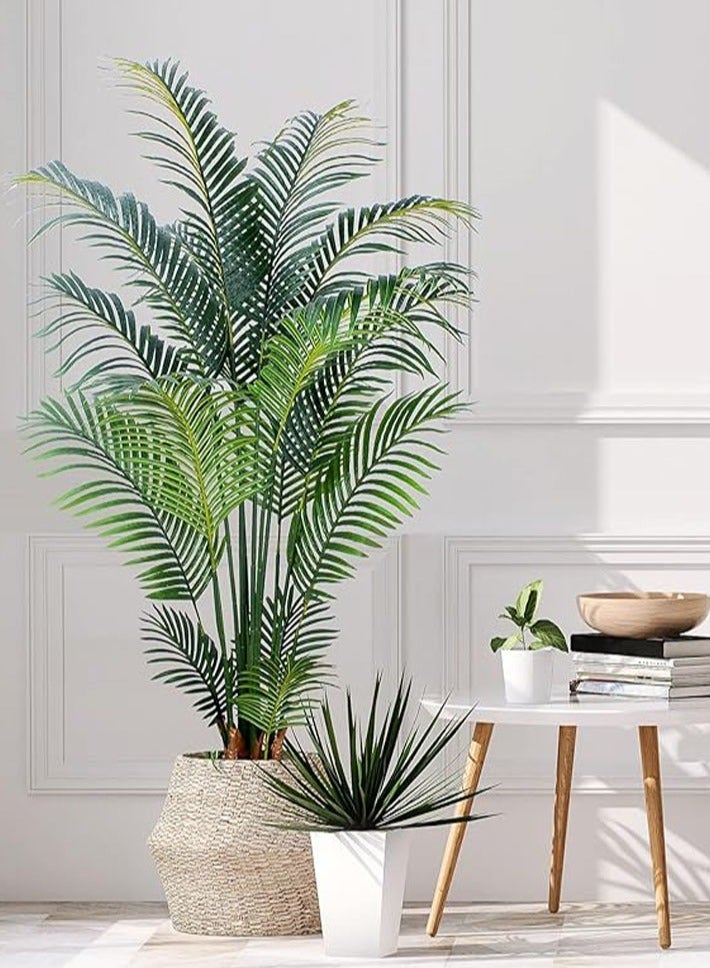 ديدا كوسموس نبات نخيل استوائي صناعي - شجرة صناعية بطول 5 أقدام مع وعاء بلاستيكي للديكور المنزلي والمكتبي، نبات نخيل صناعي طويل للاستخدام الداخلي والخارجي، هدية نخيل صناعية من الحرير - Image 2