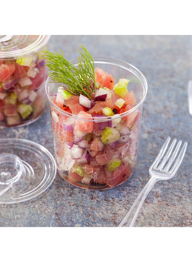 Restaurantware Plastic Canisters with Lid, 4 Ounce Pack of 100 Clear Round Plastic Food Containers Tin Can Style with Ridges, Plastic Canisters with Lids Crack Resistant for Storing Coffee, Candy - Image 3