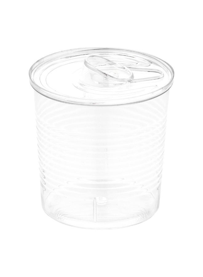 Restaurantware Plastic Canisters with Lid, 4 Ounce Pack of 100 Clear Round Plastic Food Containers Tin Can Style with Ridges, Plastic Canisters with Lids Crack Resistant for Storing Coffee, Candy - Image 1