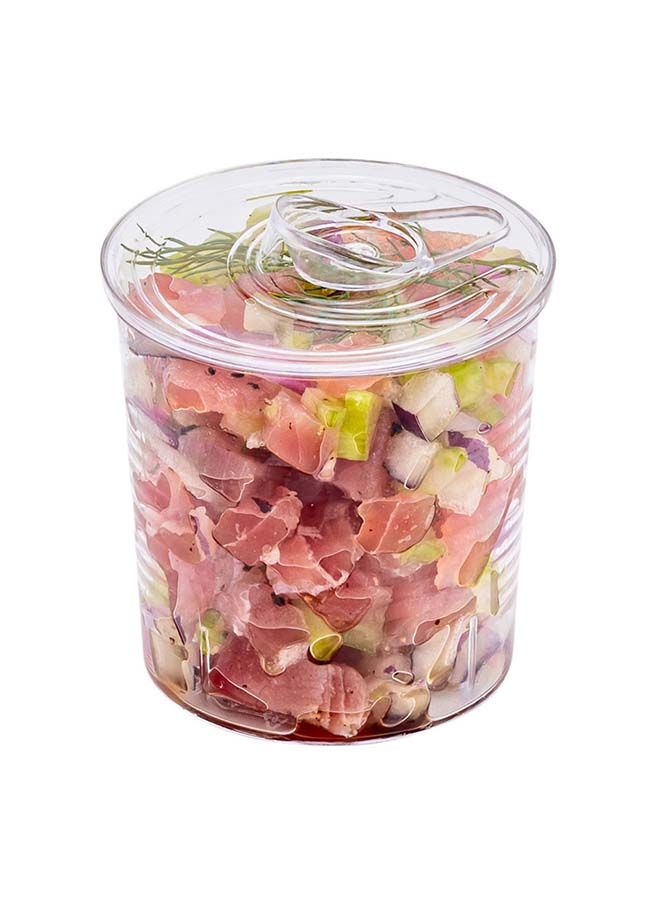 Restaurantware Plastic Canisters with Lid, 4 Ounce Pack of 100 Clear Round Plastic Food Containers Tin Can Style with Ridges, Plastic Canisters with Lids Crack Resistant for Storing Coffee, Candy - Image 4