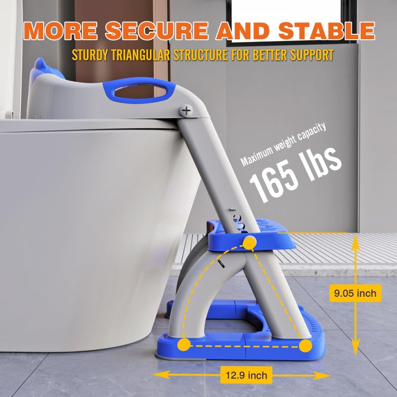 SKYROKU Potty Training Seat, SKYROKU Potty Training Toilet with Step Stool Ladder, for Kids Boys Girls Toddlers - Comfortable Safe Potty Seat with Anti-Slip Pads Ladder (8899+DarkBlue) - Image 5