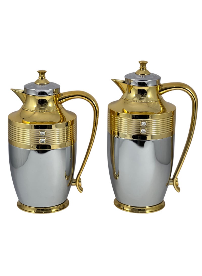 Home Maker Flask 0.75L/1L 2-Piece Set - Stainless Steel Silver/Green - Image 3