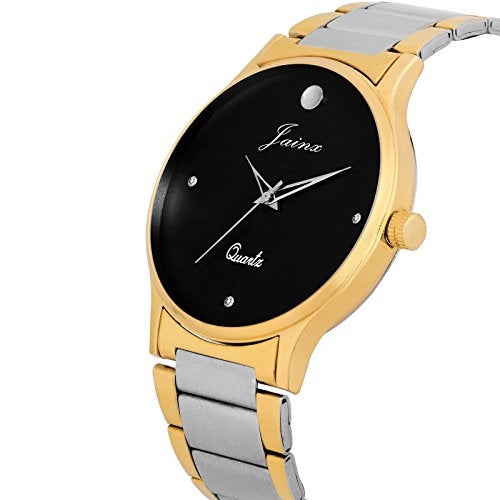 jainx Premium Black Dial Golden Chain Analog Wrist Watch for Men - JM1102 - Image 2