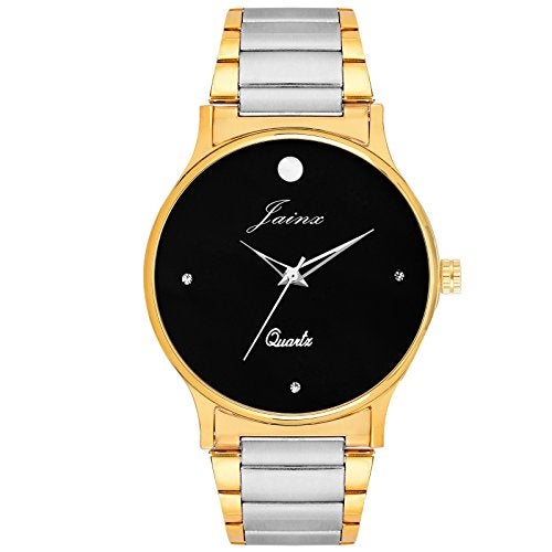 jainx Premium Black Dial Golden Chain Analog Wrist Watch for Men - JM1102 - Image 1