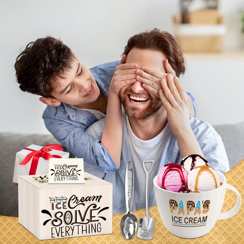 Tom Boy Papa Fathers Day Gift Papa Gifts for Fathers Day Dad Ice Cream Bowl Set with Scoop Spoon Fathers Grandparents Day Gifts from Grandkids - Image 2