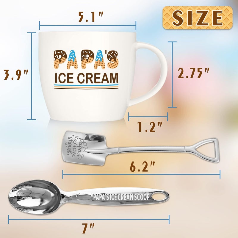 Tom Boy Papa Fathers Day Gift Papa Gifts for Fathers Day Dad Ice Cream Bowl Set with Scoop Spoon Fathers Grandparents Day Gifts from Grandkids - Image 5