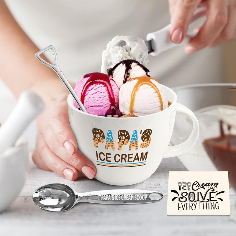 Tom Boy Papa Fathers Day Gift Papa Gifts for Fathers Day Dad Ice Cream Bowl Set with Scoop Spoon Fathers Grandparents Day Gifts from Grandkids - Image 4