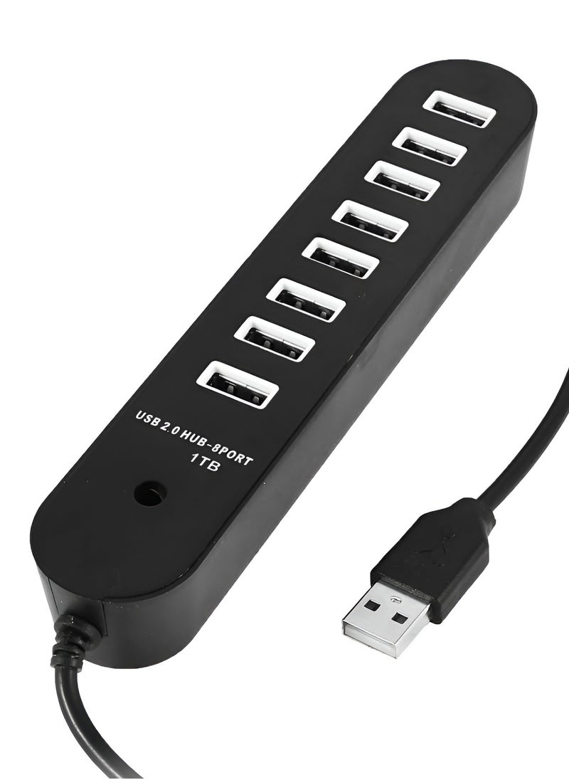 Generic - Skytech High-Speed USB 2.0 Hub - 8 Ports - Supports up to 1TB - With LED Indicators and Over-current Protection - Black - Image 1