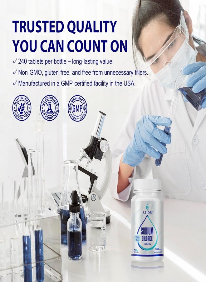 STIOR Pure Sodium Chloride Tablets 1000mg | 240 Count Salt Supplement | GMP Certified USA Facility, Third-Party Tested | Vegan, Non-GMO, Gluten Free, No Allergens & Artificial Additives - Image 3