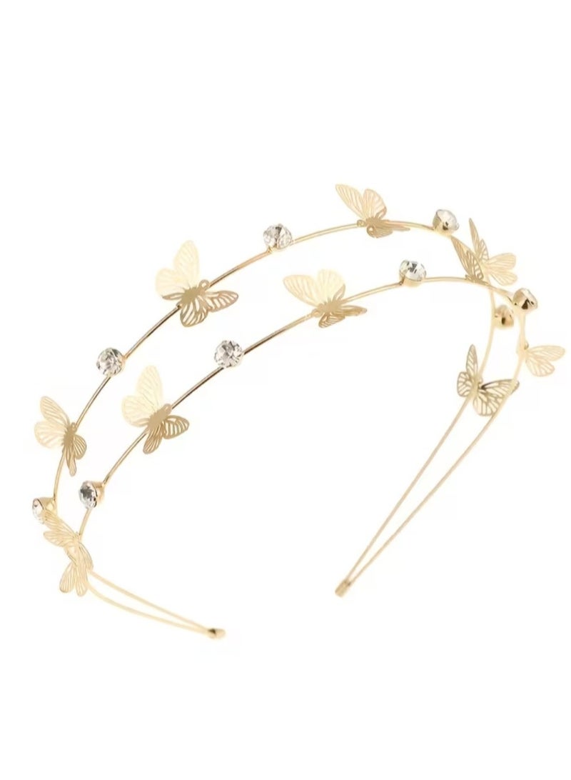 Golden Metal 2 Layerd Butterfly Headband - Image 2