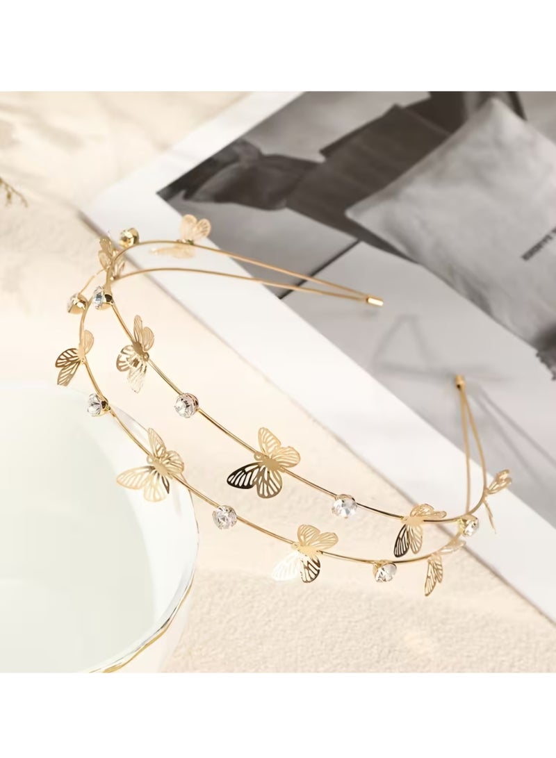 Golden Metal 2 Layerd Butterfly Headband - Image 4