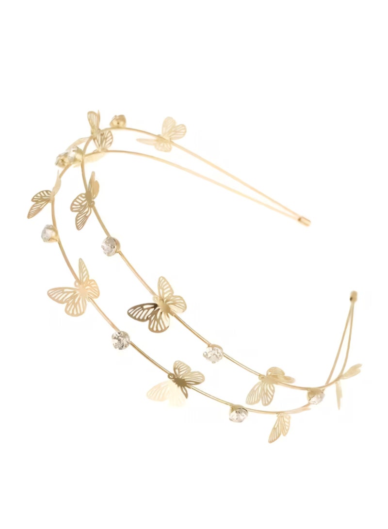 Golden Metal 2 Layerd Butterfly Headband - Image 1