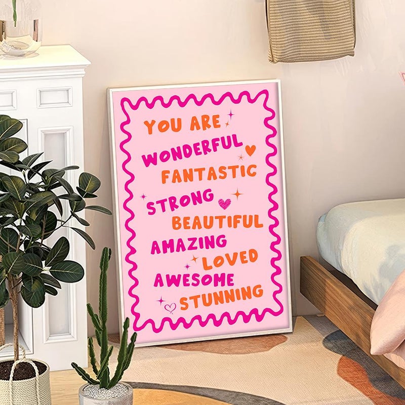 TNESSENTIAL You Are Wonderful Art Canvas Poster, Trendy Wall Art, Apartment Aesthetic Decor, Retro Home Decor, Printed Gift - Image 1