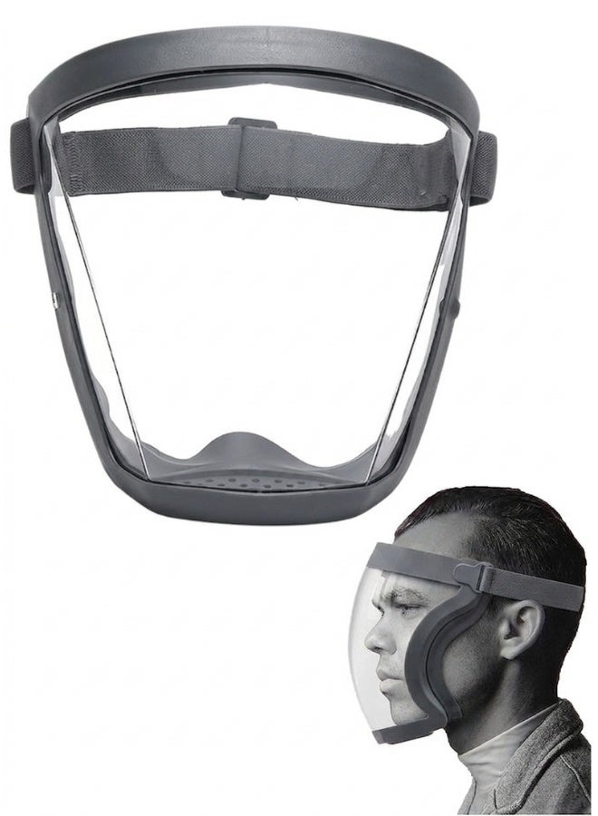 Full Face Shield Protective Mask Anti-Fog Clear Plastic Face Shield for Adults, Reusable Transparent Face Guard with Adjustable Strap, Full Coverage Face Protection for Work Medical Industrial Daily Use