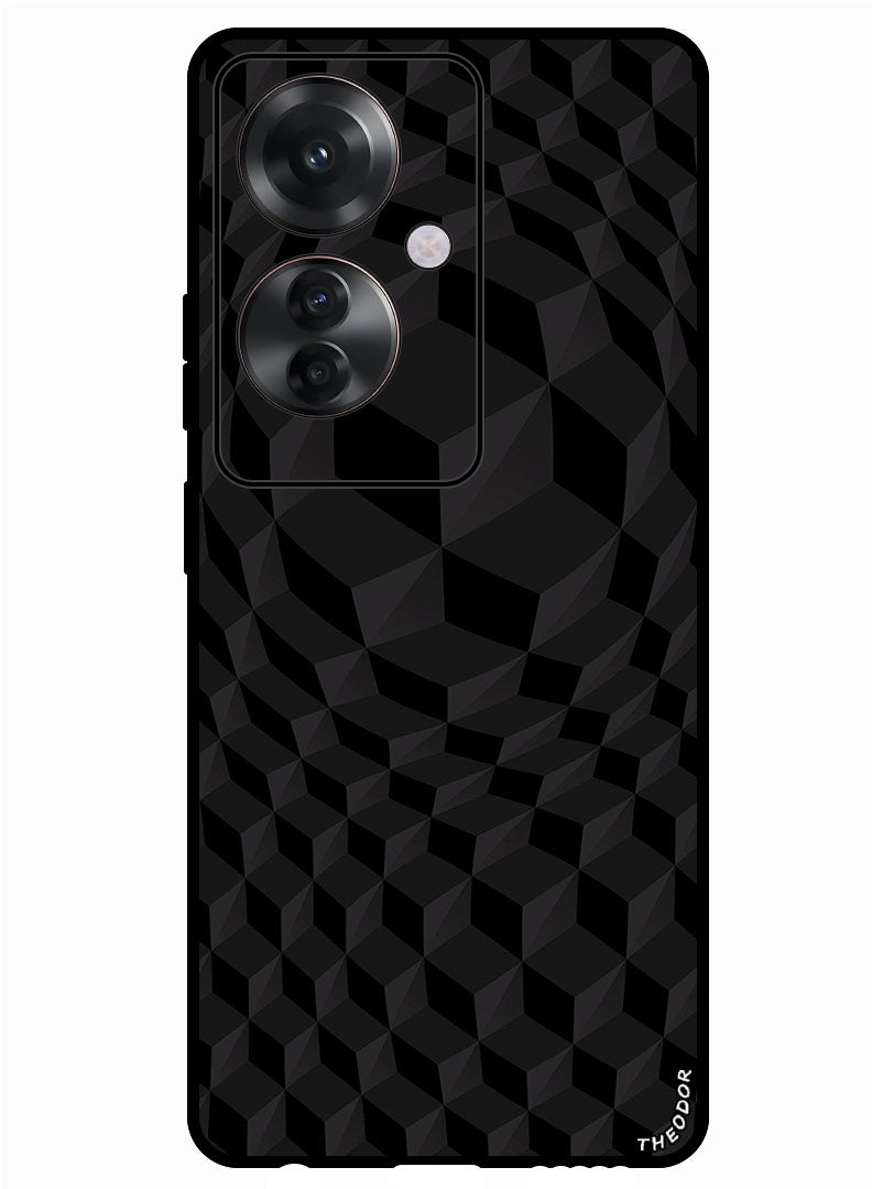 Theodor Protective Case Anti Scratch Shock Proof Bumper Cover For Oppo Reno 11F cubes_volume_black - Image 1