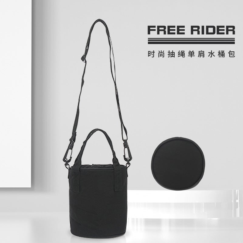 New Drawstring Messenger Bag Men'S Simple Lightweight Bucket Bag Trendy Oval Storage Bag Casual Shoulder Bag - Image 2