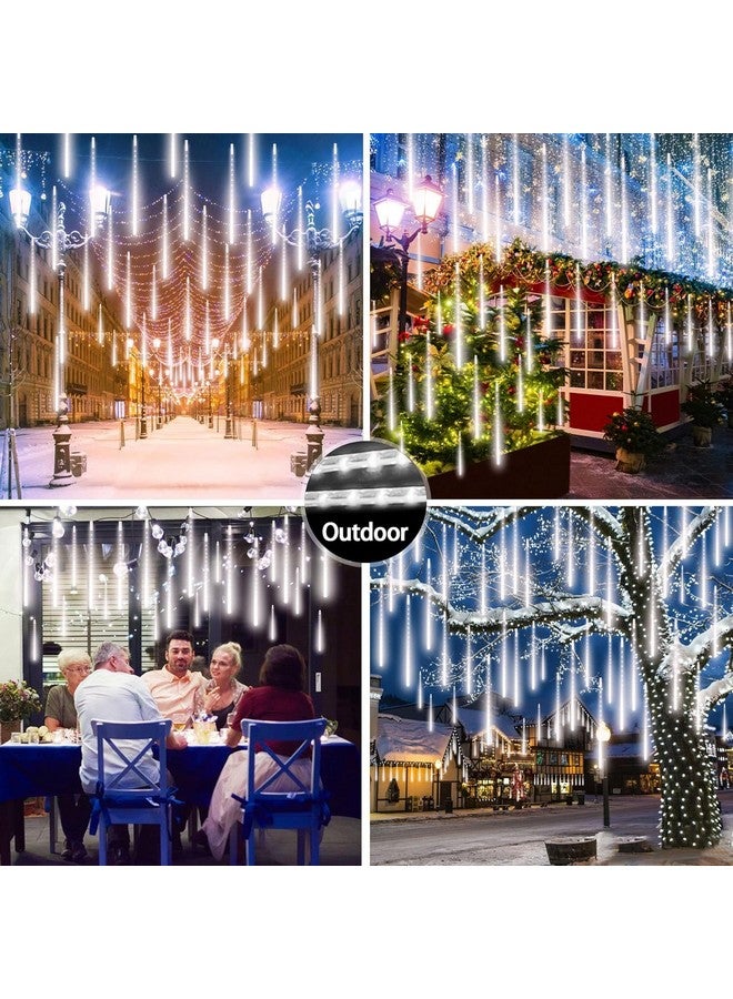 MIRADH Rain Drop Lights, LED Meteor Shower Lights 11.8 inch 8 Tubes 192leds, Icicle Falling Lights for Diwali Lights for Decoration for Home Xmas Tree Christmas Decoration Outdoor (Cool White) - Image 5