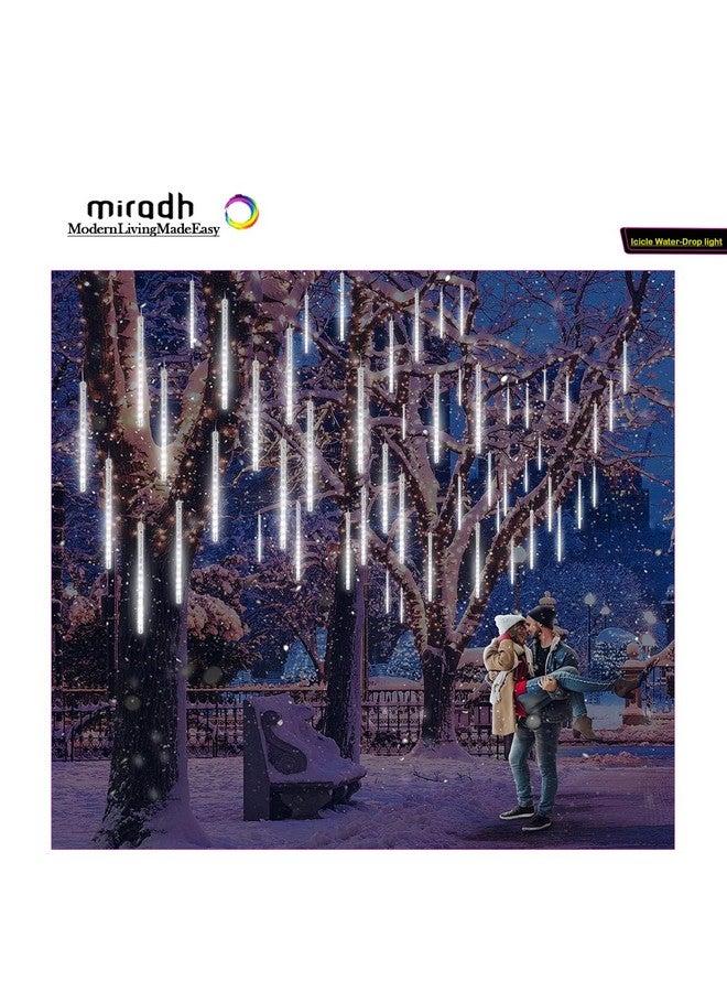 MIRADH Rain Drop Lights, LED Meteor Shower Lights 11.8 inch 8 Tubes 192leds, Icicle Falling Lights for Diwali Lights for Decoration for Home Xmas Tree Christmas Decoration Outdoor (Cool White) - Image 4