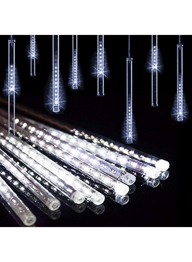 MIRADH Rain Drop Lights, LED Meteor Shower Lights 11.8 inch 8 Tubes 192leds, Icicle Falling Lights for Diwali Lights for Decoration for Home Xmas Tree Christmas Decoration Outdoor (Cool White) - Image 2