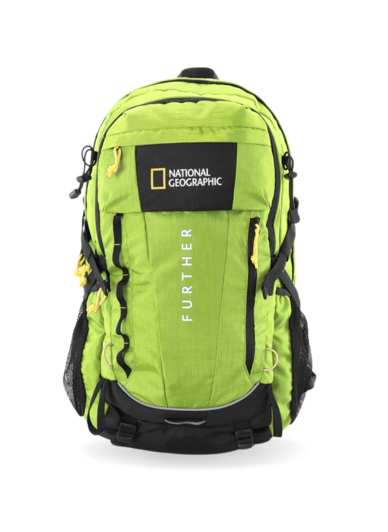 NATIONAL GEOGRAPHIC National Geographic Destination 40L Backpack Lime, Durable Water Resistant Polyester Secure RFID Pocket Lightweight Green Bag With Raincover, 2 Side Waist Belt Protection For Men Women Trekking Hiking Camping Outdoor Travel  - Image 1