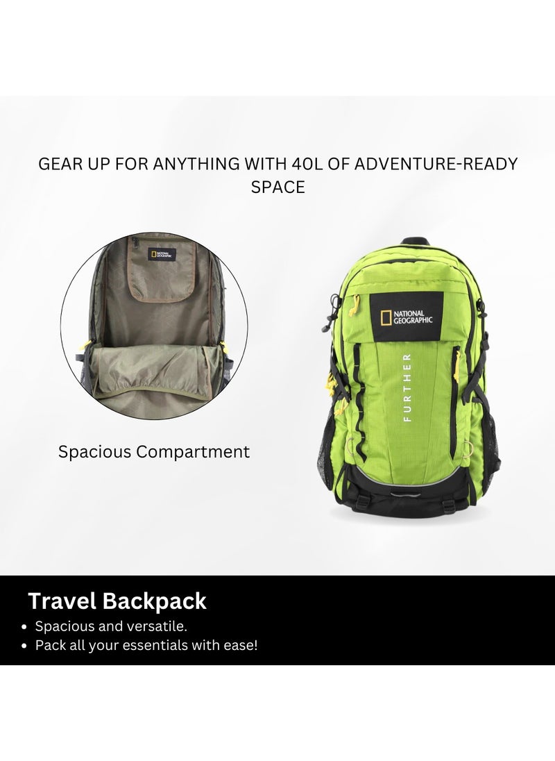 NATIONAL GEOGRAPHIC National Geographic Destination 40L Backpack Lime, Durable Water Resistant Polyester Secure RFID Pocket Lightweight Green Bag With Raincover, 2 Side Waist Belt Protection For Men Women Trekking Hiking Camping Outdoor Travel  - Image 5