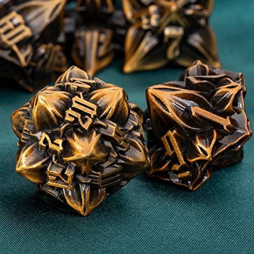 ARUOHHA DND Metal Dice Set Ancient Gold Leaf Design Polyhedral Dice with Box 7PCS D and D Dice RPG Role Playing Games D20 D12 D10 D8 D6 - Image 5