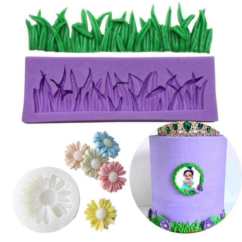 Skytail Single Cavity 3D Daisy Flower Grass Silicone Moulds for Baking DIY Chocolate Candy Fondant Forest Garden Cake Decoration Cupcake Gummy Jelly Muffin Candle Wax Resin Crafts Home Decor Soap