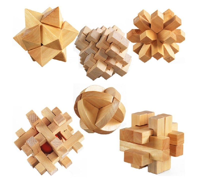 ULT-unite3D Wooden Cube Brain Teaser Puzzle