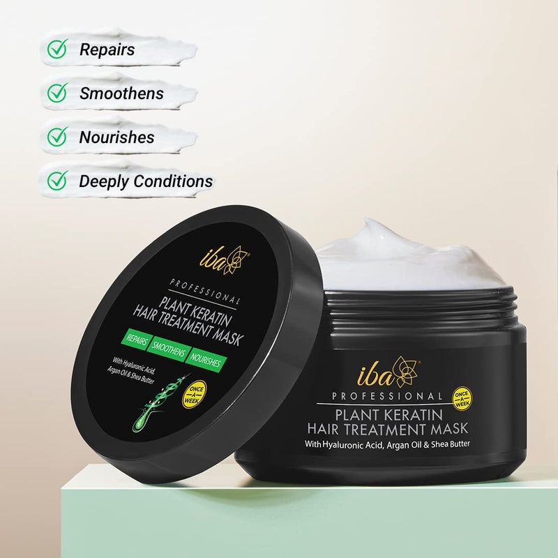 Iba Professional Plant Keratin Hair Treatment Mask with Hyaluronic Acid Argan Oil Shea Butter Suitable For all type of Hairs Halal Certified Vegan 200ml - Image 3