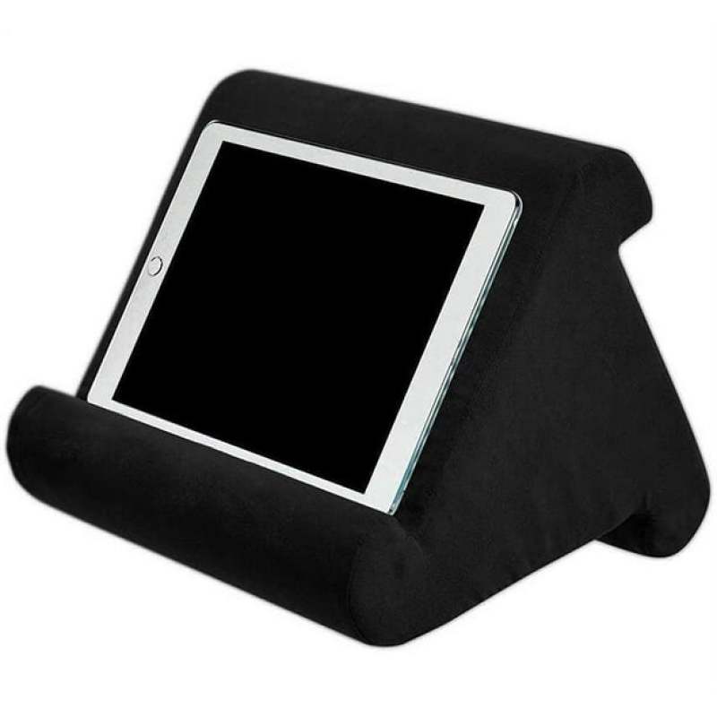 Tablet Holder: Adjustable 3-Angle, Premium Soft Linen & Cotton Flannel Cover - Lightweight Portable, Stable Sponge-Filled Cushion - Device Stand for Home, Bed, Sofa, Car & Entertainment Use - Image 1
