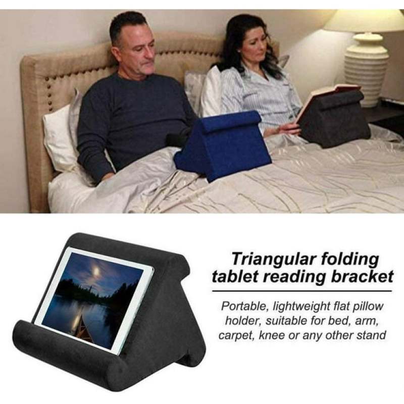 Tablet Holder: Adjustable 3-Angle, Premium Soft Linen & Cotton Flannel Cover - Lightweight Portable, Stable Sponge-Filled Cushion - Device Stand for Home, Bed, Sofa, Car & Entertainment Use - Image 2