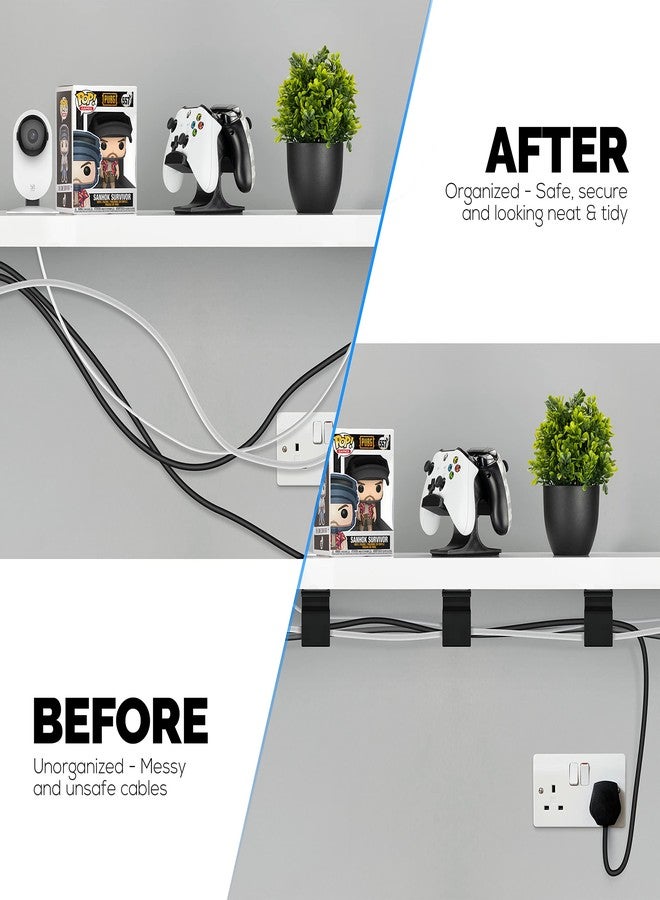 BRAINWAVZ 3pc VHB Adhesive Cable Organizer Holder, for Heavy Cables, PC Cords & Wires with Strong Adhesive, Under Desk Mount Management - Small (Black) - Image 5
