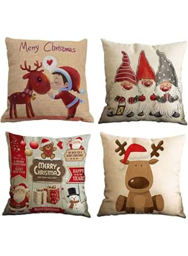 Set of 4 Christmas Pillow Covers - 18 x 18 Inches - Image 1
