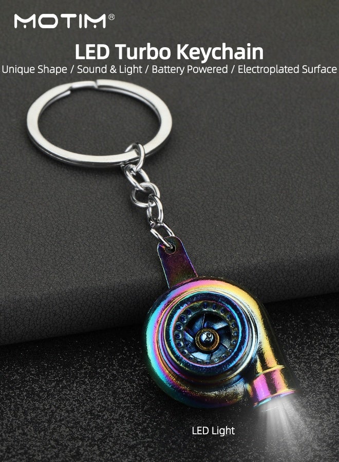 موتيم سلسلة مفاتيح LED توربو، شكل فريد، صوت وضوء LED، تعمل بالبطارية، سلسلة مفاتيح كهربائية معدنية كهربائية كهربائية لمفتاح السيارة، زينة السيارة هدايا مثالية - Image 2