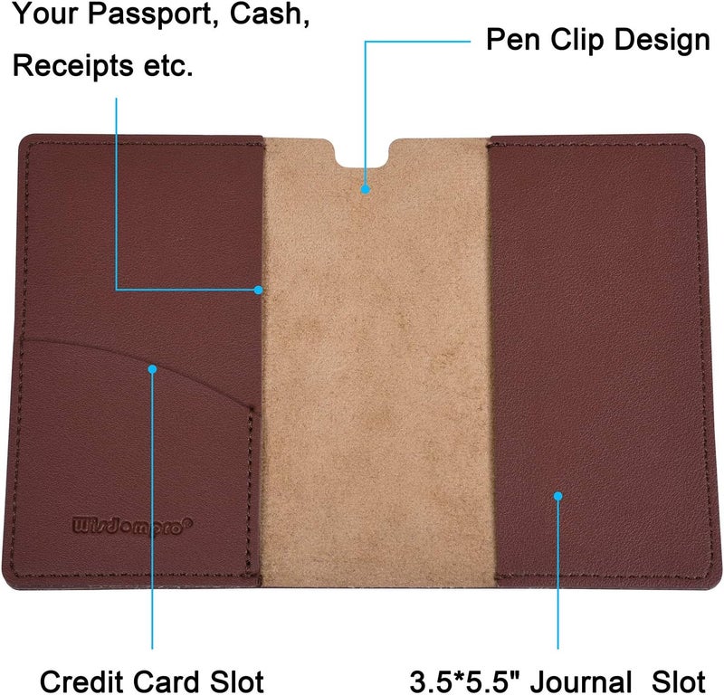 Wisdompro Journal Cover, 2 Pack PU Leather Notebook Cover for Field Notes, or Other 3.5" x 5.5" Pocket Notebooks - Brown - Image 5
