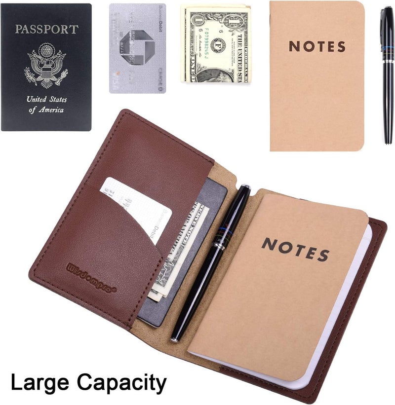 Wisdompro Journal Cover, 2 Pack PU Leather Notebook Cover for Field Notes, or Other 3.5" x 5.5" Pocket Notebooks - Brown - Image 3