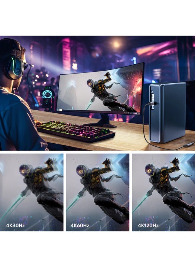 UNITEK محول UNITEK DisplayPort 1.4 إلى HDMI 2.1 – 8K@60Hz، 4K@120Hz، HDR، Dolby Atmos، سبيكة الألمنيوم، اتجاه واحد (من DP إلى HDMI) - Image 5