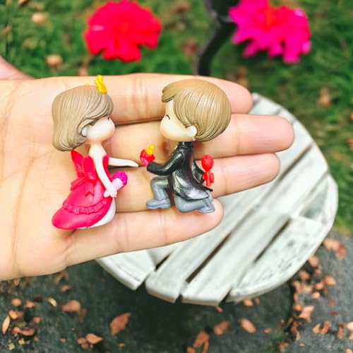 WARMINGO DE Valentine Gift for Boyfriend Girlfriend Husband Wife Girls Boys Decorative Cute Miniature Romantic Couple Showpiece Statue | Valentine Decoration Item (Resin) (Proposing) - Image 3